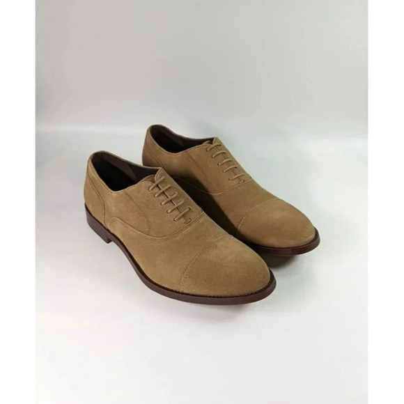 The Men\'s Store Men\'s Lace Up Cap Toe Dress Shoes Tan Suede Size 11.5 MSRP $195